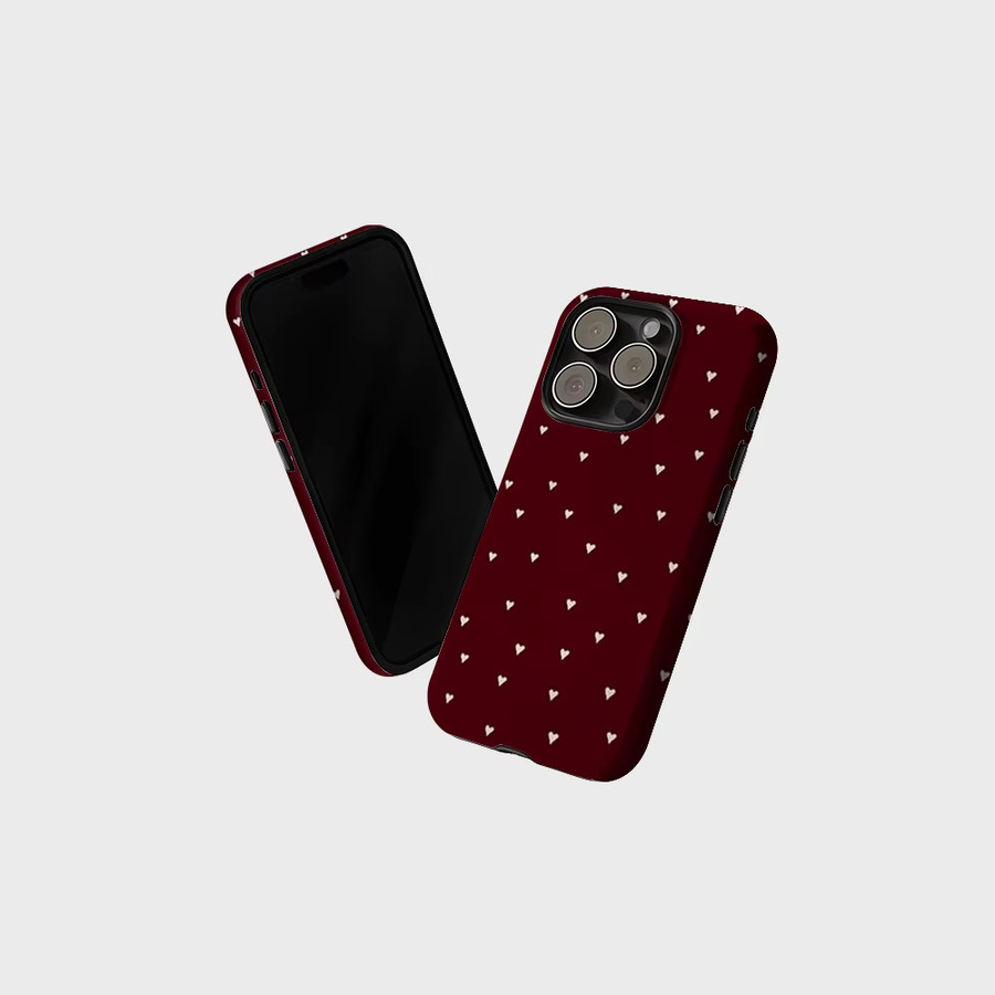 CaseLumi Matte Bumper MagSafe Schutzhülle für iPhone 17 16 15 14 13 Pro Max mit Burgunder Herz-Design in Rot - Bild 2