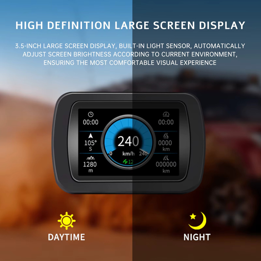 MAIMEIMI A65 Head Up Display GPS Off-Road Multifunktions-OBD HUD Digitalanzeige mit Kompass, Neigungsmesser und Tachometer in Schwarz - Bild 3