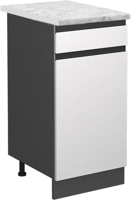 Vicco Küchenunterschrank R-Line Goldkraft Eiche/Anthrazit mit Marmor-Optik, Breite: 40 cm - Bild 1