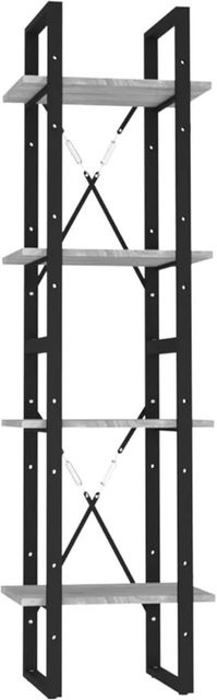 vidaXL Bücherregal mit 4 Fächern in Grau, Industrial Design aus Holzwerkstoff und Metall, B/T/H: 40 x 30 x 140 cm - Bild 1