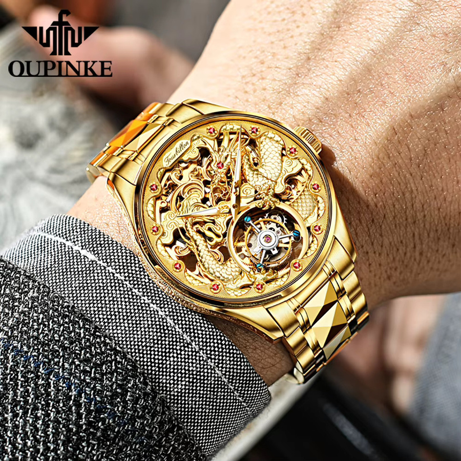OUPINKE Armbanduhr, Tourbillon, Mechanisch, Edelstahl, Gold, Herren - Bild 2