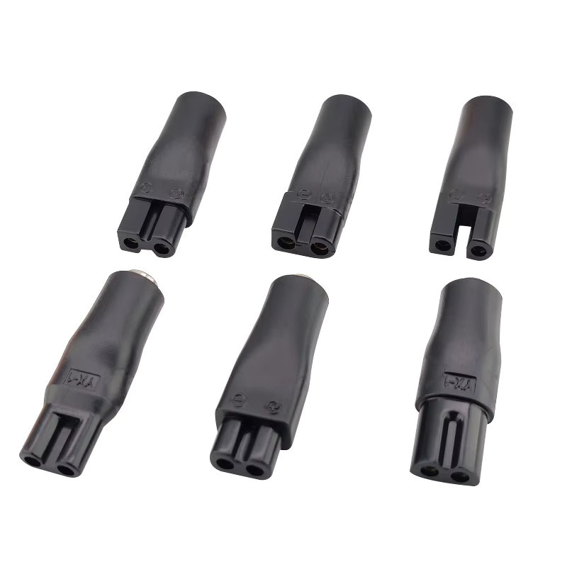 HOMEFISH USB5521 Buchsenadapter in Schwarz mit zwei Anschlüssen und sechs Schnittstellen als Ladekonverter-Set für Haarschneider und Rasierer - Bild 2