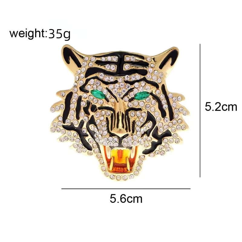 shmik Brosche Tiger Kopf, Gold, Kristall, Unisex - Bild 3
