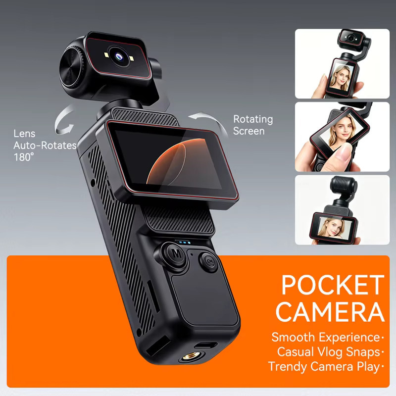 Lenovo 4K Handheld-Taschenkamera in Schwarz mit HD-Drehbildschirm, Bildstabilisierung und WLAN-Übertragung - Bild 2