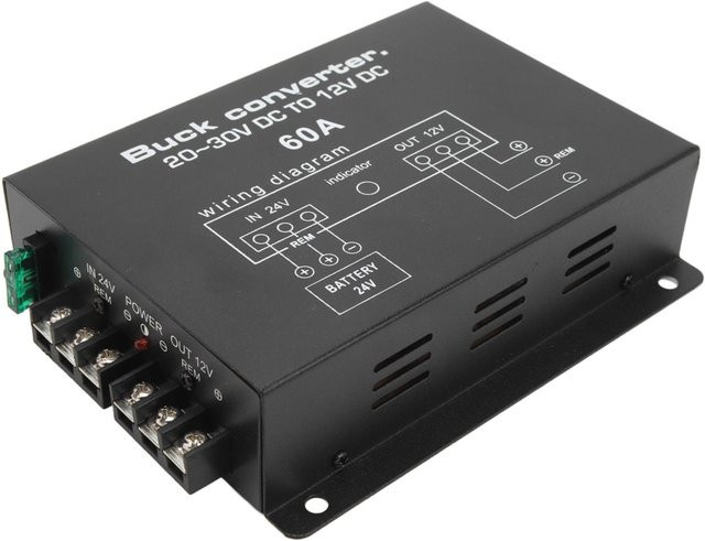 Kkmoon Auto-Stromwandler 60A Schwarz DC 24V auf 12V mit Übertemperaturschutz für Autokühlschränke - Bild 1