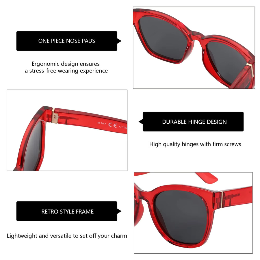 BLUEMOKY Spirited Sonnenbrille Cat Eye, rot, Vollrand, Kunststoff, Damen - Bild 3