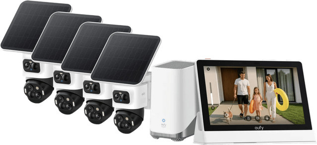 eufyCam S4 4er-Pack mit HomeBase 3 und Smart Display E10 Wi-Fi Überwachungskameras in Weiß - Bild 1
