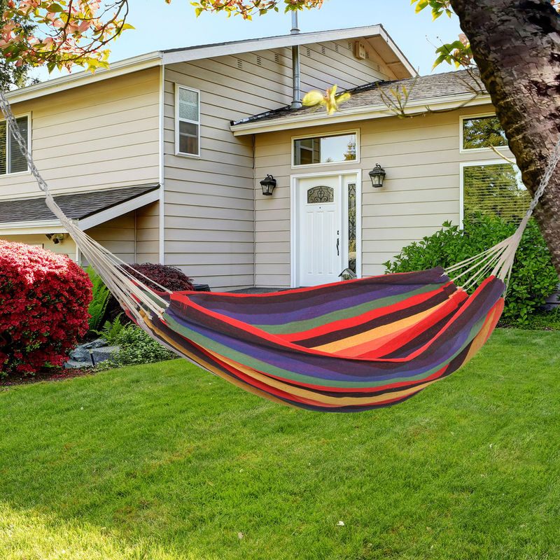 Outsunny Hängematte für Outdoor aus Baumwolle und Polyester, Mehrfarbig, B: 290 cm, H: 150 cm - Bild 2