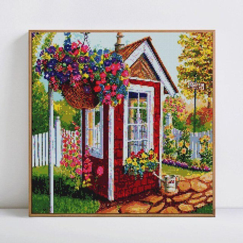 FIYO Diamond Painting Landschaft Mosaik Set für Kinder, mehrfarbig, 30 x 30 cm - Bild 1
