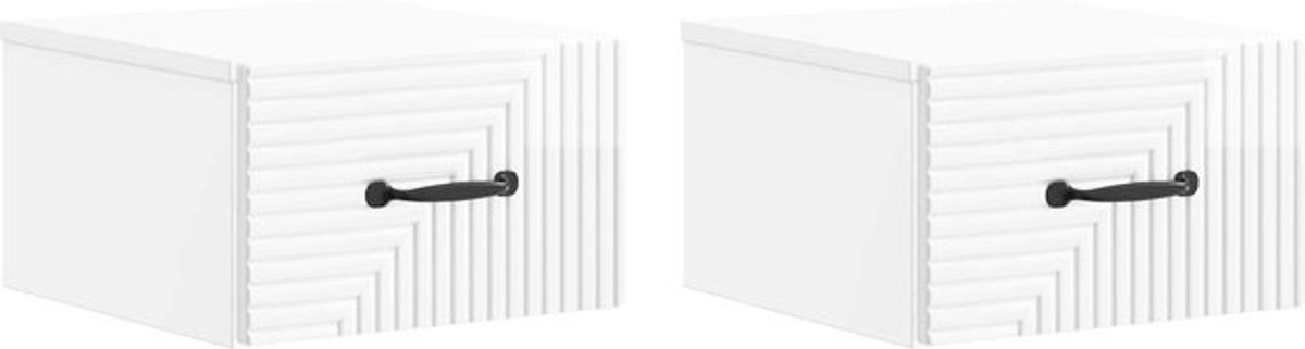 Set aus 2 wandmontierten Nachttischen von vidaXL in Weiß, modern und minimalistisch aus Holzwerkstoff - Bild 1