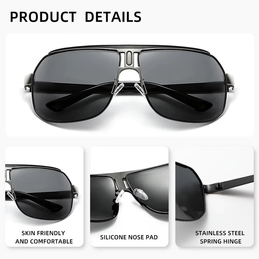 RIVIERSUN Sonnenbrille, quadratisch, Metall, schwarz, Unisex, polarisiert - Bild 2