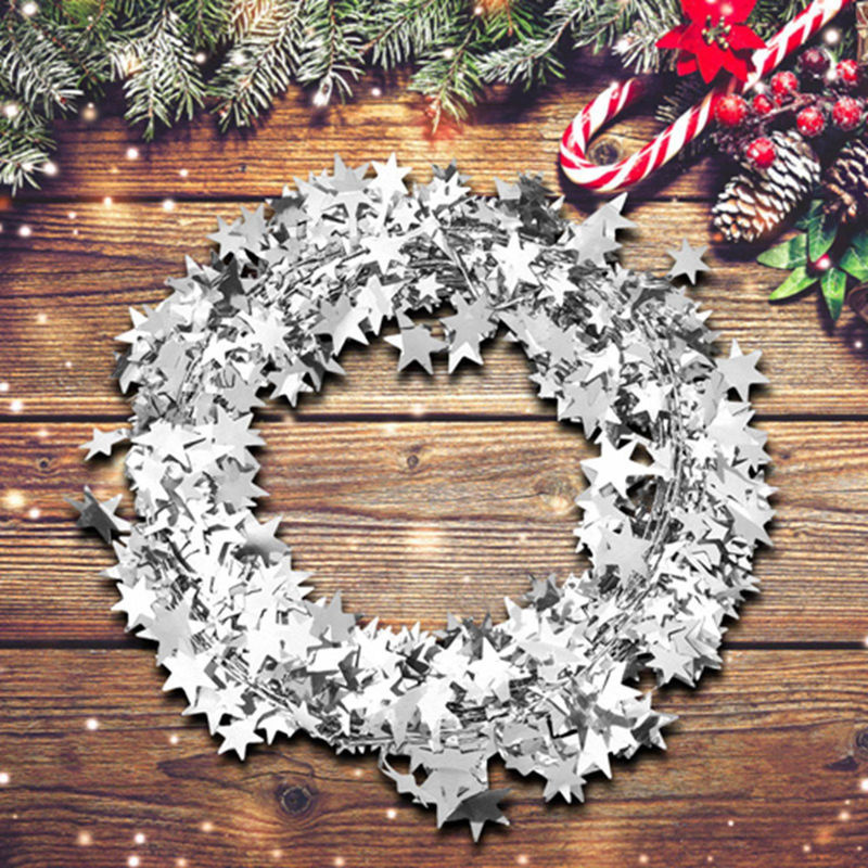 GoolRC Stern-Girlande aus Kunststoff in Silber für Weihnachtsdekoration und Hochzeiten, Länge: 7,5 m - Bild 5