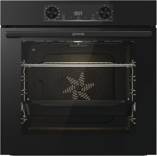 Gorenje Einbaubackofen schwarz mit 77 l Volumen, pyrolytischer Selbstreinigung, Pizza-Stufe und schnellem Vorheizen, Breite: 59,5 cm, Energieeffizienzklasse A+ - Bild 1