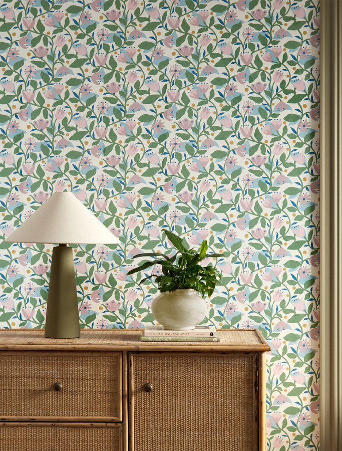 Scion Tapete Dancing Daisies in Lilac mit floralem Botanical Design - Bild 1