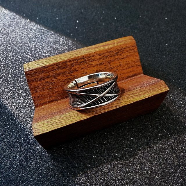XINGHAN Offener Ring, Schwarz, Silber, Herren - Bild 1