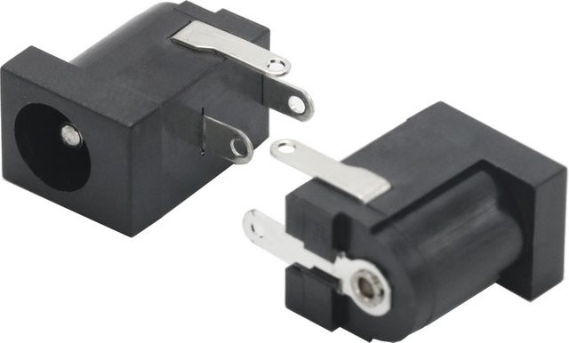 10er Set HPJF DC-005 DC Power Jack Buchsen in Schwarz, 5,5 x 2,1 mm, rechtwinklig für PCB-Montage - Bild 1