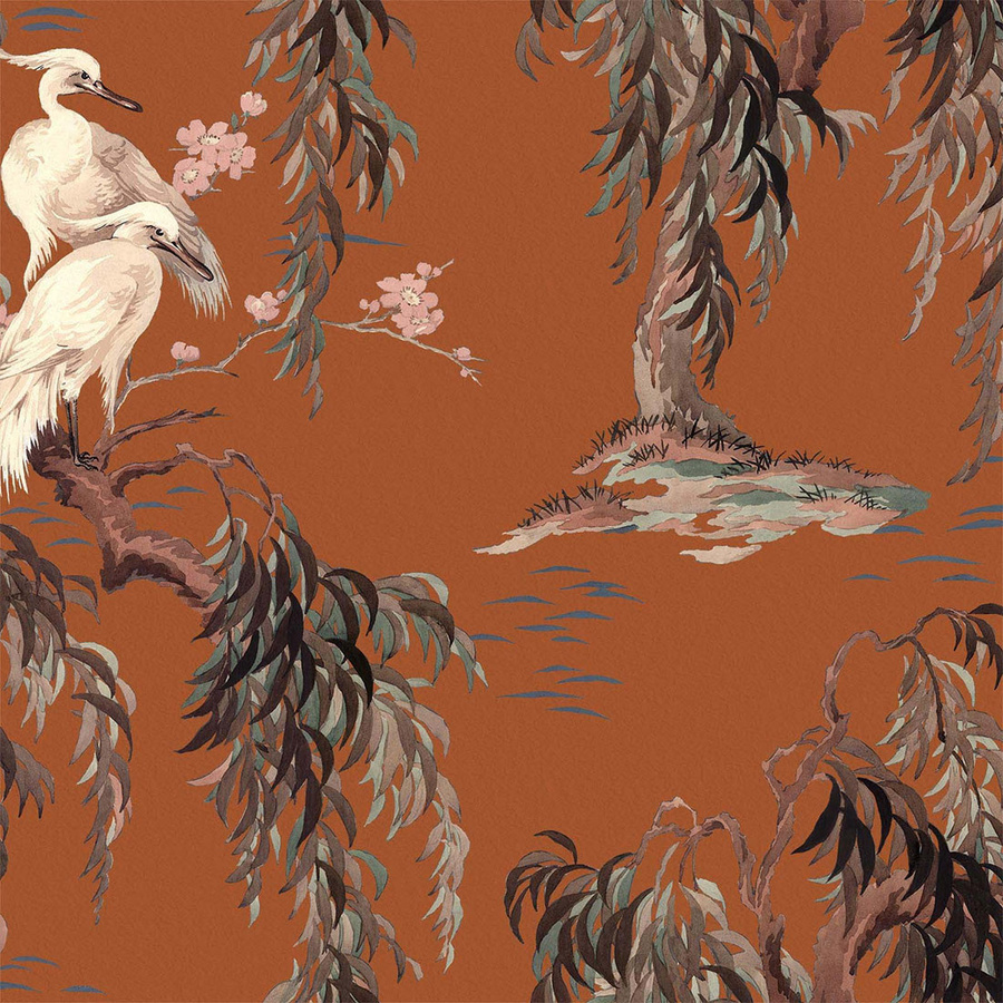 House of Hackney Tapete Zeus Tobacco in Braun und Orange mit floralem Oriental-Design - Bild 1