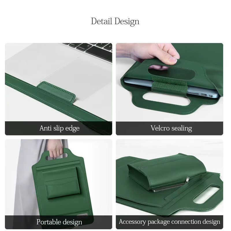 Apple Mehrzweck-Laptop-Hülle aus PU-Leder für MacBook Air und Pro inklusive Mauspad und Halterung in Gold und Grün - Bild 5
