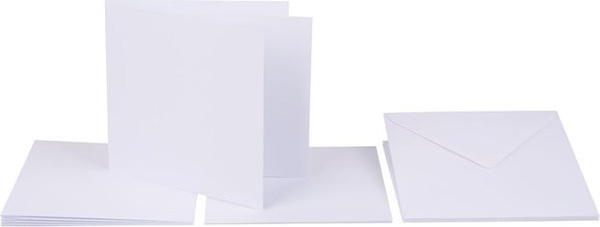Folia Doppelkarten mit Umschlägen und Einlegeblättern, Weiß, B/T/H: 13,5 x 13,5 x 13,5 cm, 220g/m²