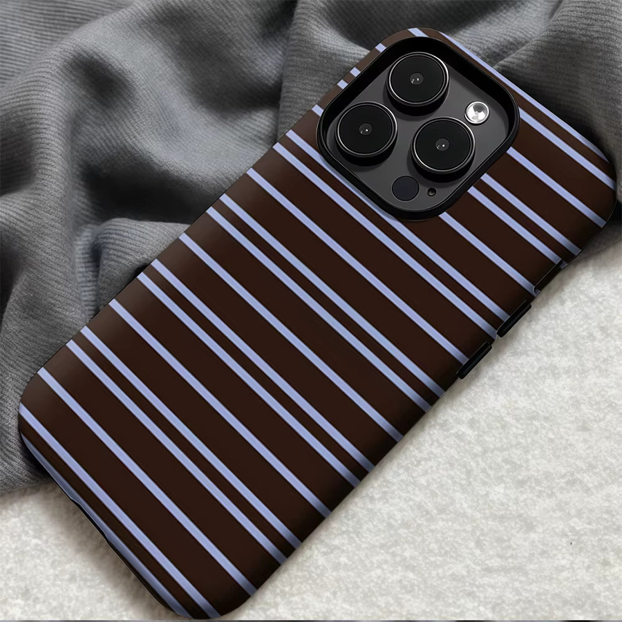 Potdemiel Handyhülle Chocolate Sky Stripe für iPhone 17 16 15 14 13 Pro Max Plus mit doppelschichtiger Rückseite in Multicolour und Braun - Bild 5