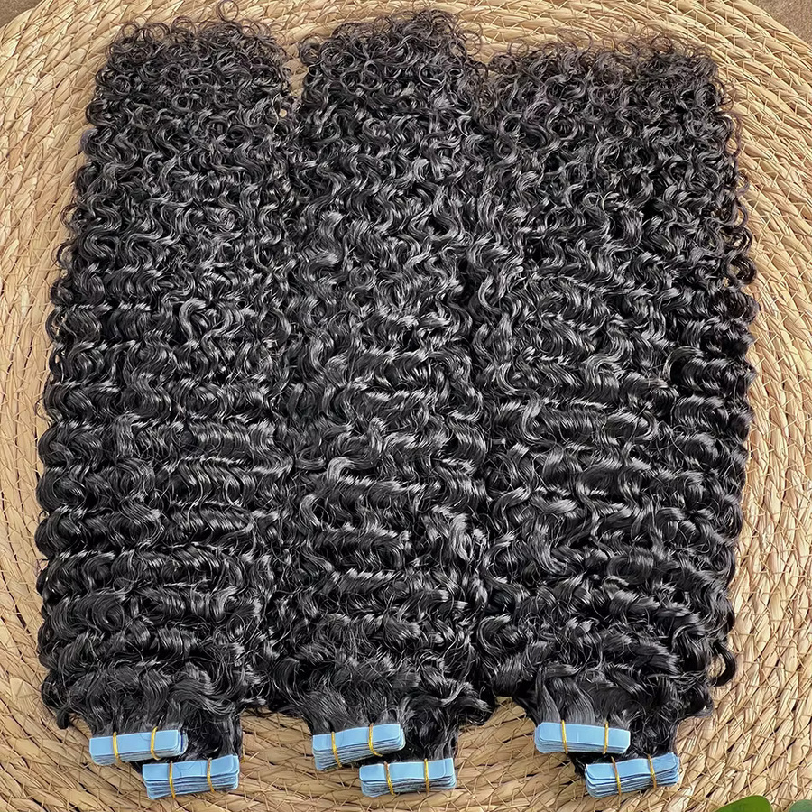Deep Wave Virgin Hair Tape-In Echthaarverlängerungen, 100 g - Bild 2