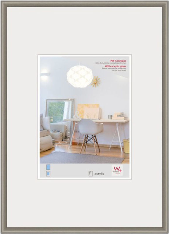 Walther Design New Lifestyle Bilderrahmen mit Kunstglas in Silber und Grau, B: 60 cm, H: 80 cm - Bild 1