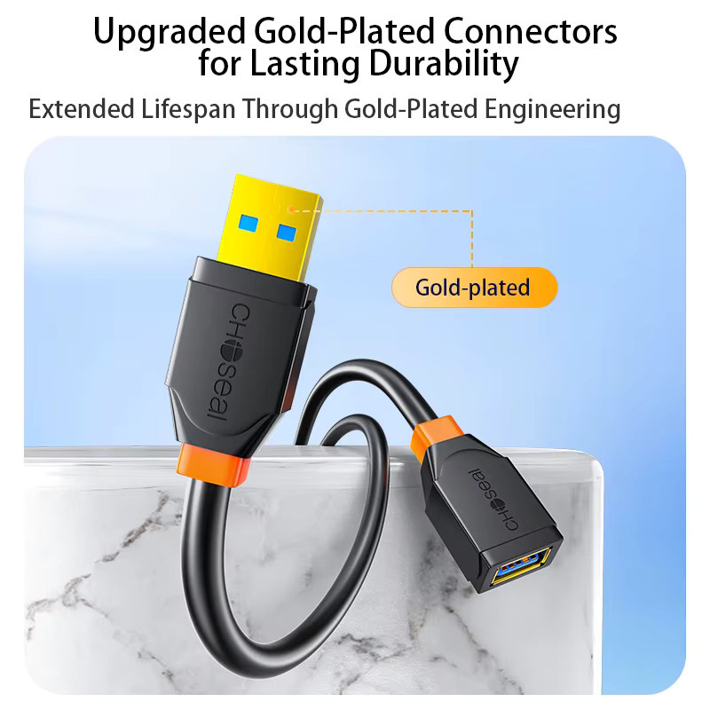 CHOSEAL USB 3.0 Verlängerungskabel in Schwarz, Stecker auf Buchse mit 5 Gbit/s SuperSpeed-Datensynchronisation für Computermonitore - Bild 4