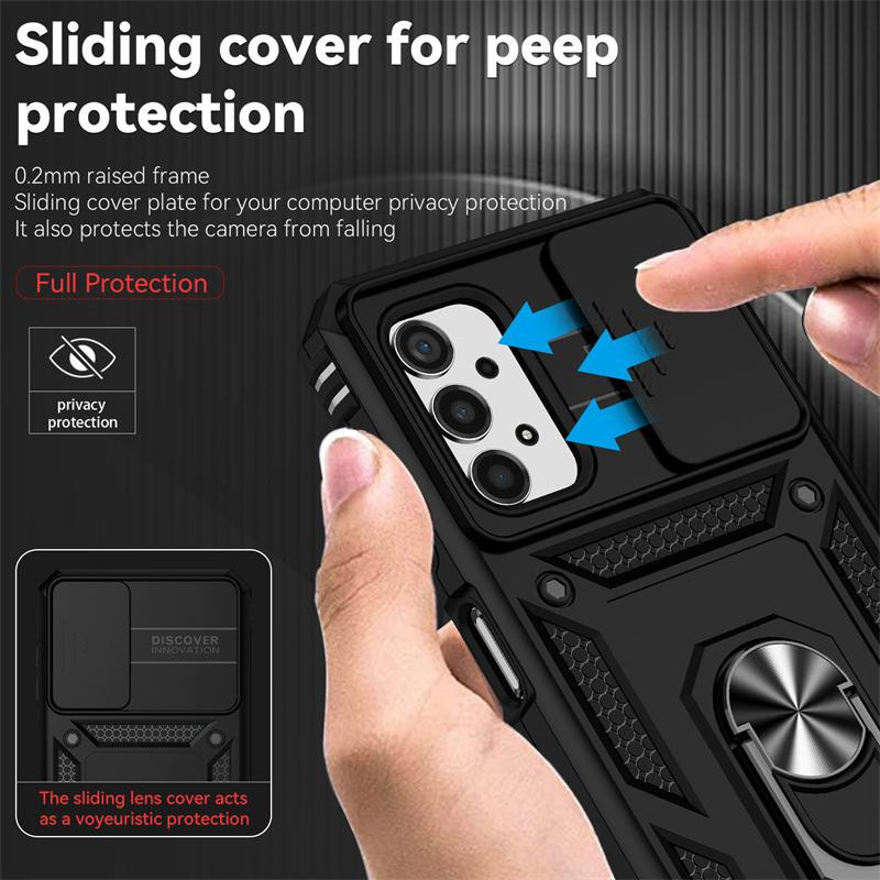 Stoßfeste Schutzhülle für Samsung Galaxy A13 5G in Schwarz mit Kamera-Schutz und Slide-Funktion - Bild 4