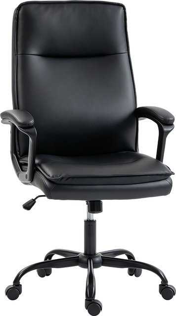 HOMCOM Ergonomischer Chefsessel aus PU-Leder in Schwarz mit Wippfunktion und höhenverstellbarer Rückenlehne - Bild 1