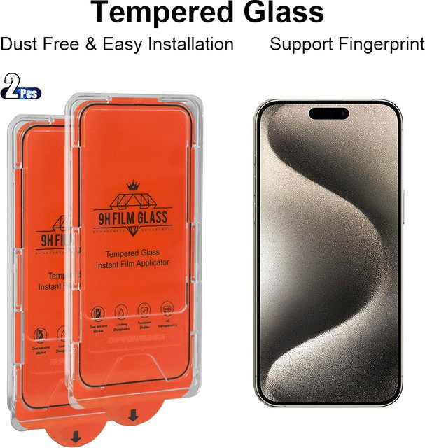 2 Stück HD gehärtetes Glas Displayschutzfolie für Apple iPhone 14 15 Pro Max 15/14 Plus in Transparent - Bild 1