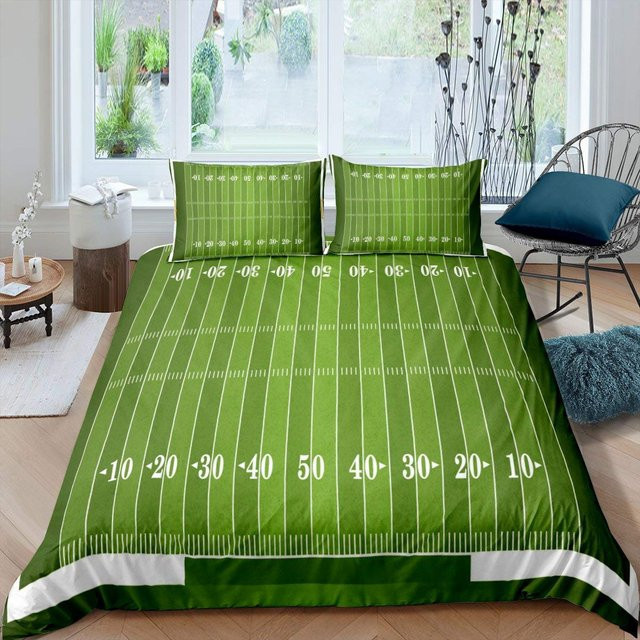 Binchi Fitness Bettwäscheset Fußballfeld in Grün, Bettbezug und Kissenbezug aus Polyester, B/H: 180 x 210 cm - Bild 1