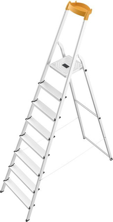 Hailo L58 Sicherheits-Stehleiter aus Aluminium in Silber, 8-stufig