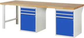 Rau Werkbank 7503A8 mit 4 Schubladen und 2 Türen, B/T/H: 250 x 90 x 84 cm, Mehrfarbig - Bild 1