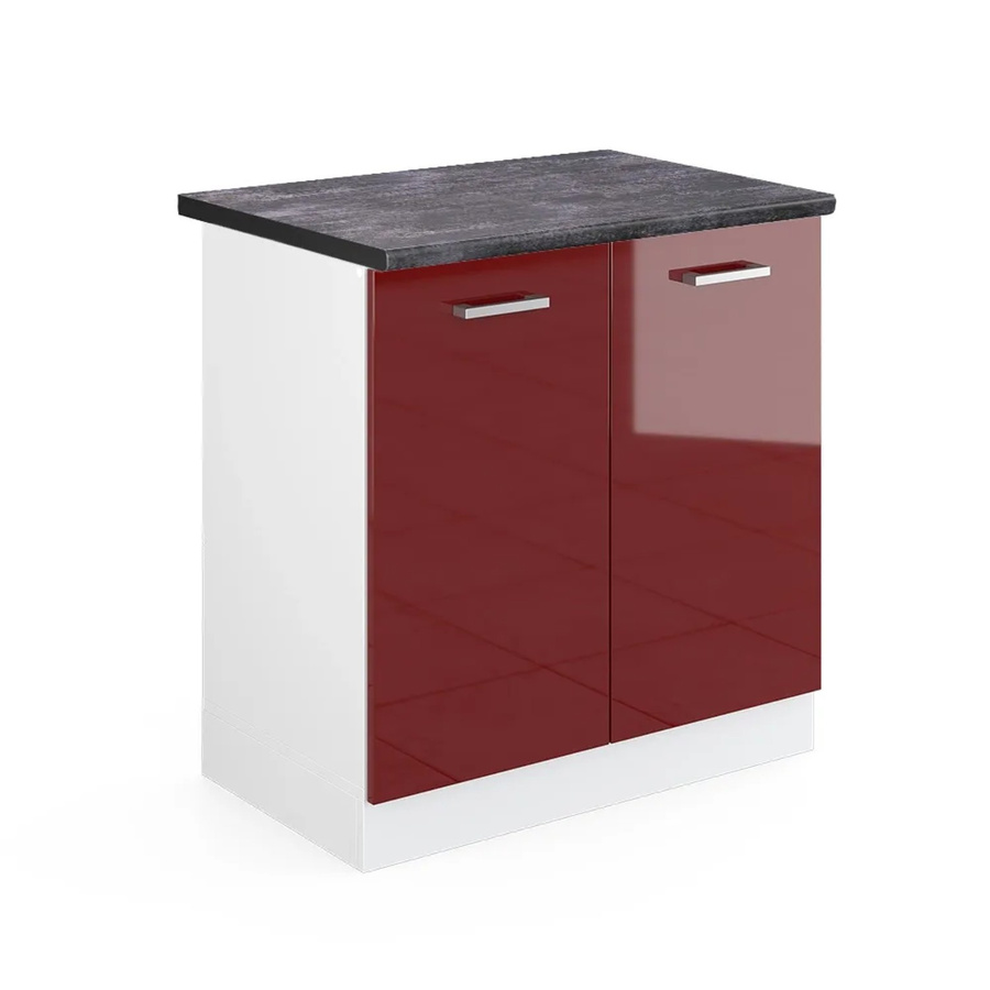 Vicco Spülenunterschrank R-Line in Bordeaux Hochglanz und Weiß mit Anthrazit, B/T/H: 80 x 60 x 81,6 cm - Bild 2