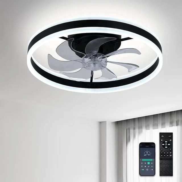 Fanstira Deckenventilator mit LED-Lampe und Fernbedienung in Weiß oder Schwarz - Bild 1