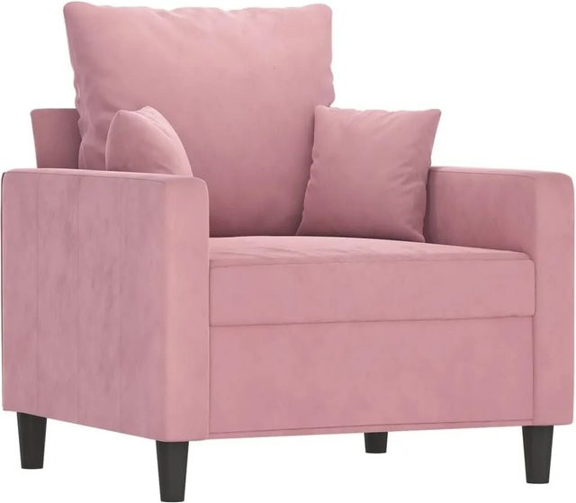 vidaXL Sessel in Rosa aus Samt mit Armlehnen und Metallgestell, Breite: 66 cm, Tiefe: 76 cm, Höhe: 80 cm - Bild 1