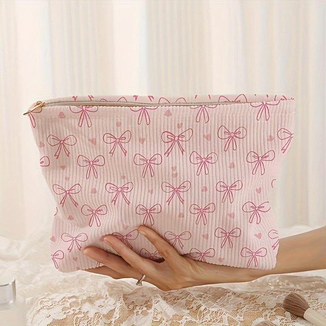 XYNN Kosmetiktasche Schleifenmuster Print, Rosa, Damen - Bild 1