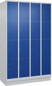 C+P Schließfachschrank Classic PLUS mit Sockel, 4 Abteile, Grau/Enzianblau, B/T/H: 120 x 50 x 195 cm - Bild 1
