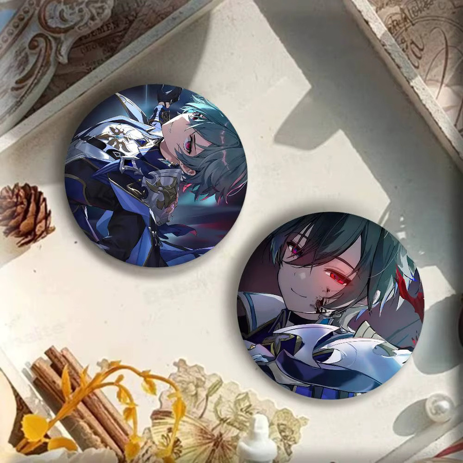 Genshin Impact Lohen Abzeichen Runde Kunstbrosche, Unisex - Bild 4