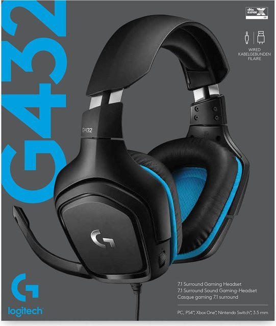 Logitech G432 Gaming Headset mit 7.1 Surround Sound, Over-Ear, kabelgebunden via USB-A und 3,5 mm Klinke, Schwarz-Blau - Bild 2