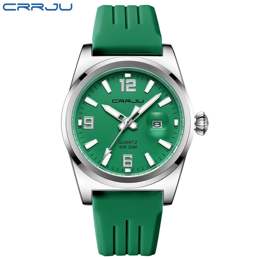 CRRJU Armbanduhr Quarz, Silikon, Grün, Herren - Bild 2