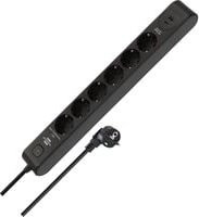 Brennenstuhl Steckdosenleiste 6-fach in Schwarz und Anthrazit mit 1x USB-C und 1x USB-A - Bild 1
