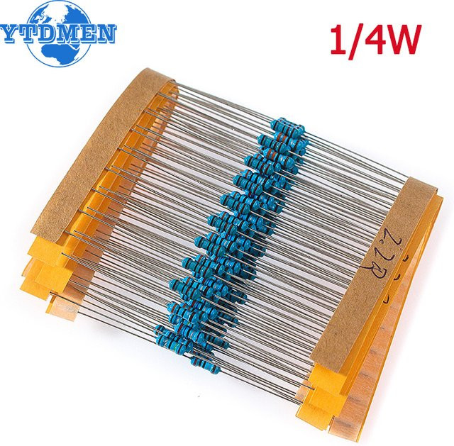 YTDMEN Metallschichtwiderstandssatz 1/4W 0,25W 1% für Auto-Airbag-Reparatur, 100/120 Stück Set mit verschiedenen Werten wie 2R bis 1K Ohm - Bild 1