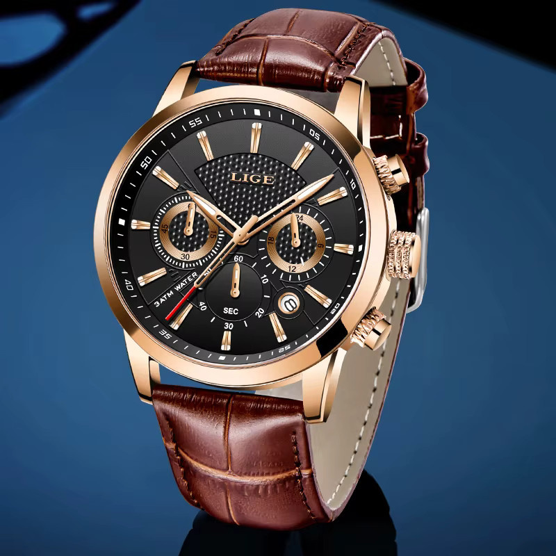 LIGE Chronograph, Quarz, Leder, Herren - Bild 2