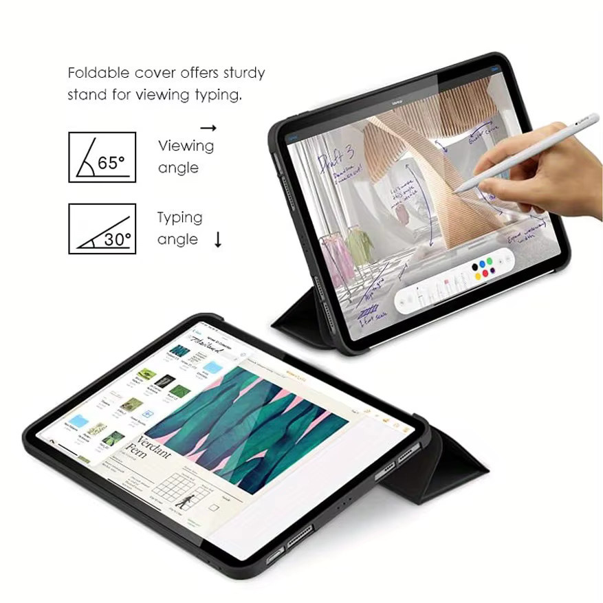 QIJUN Schutzhülle für Samsung Galaxy Tab A7 Lite 8,7'' 2021 SM-T220 SM-T225 Tri-fold Start Flip Case aus PU Leder mit Magnetischem Ständer in Blau und Schwarz - Bild 3