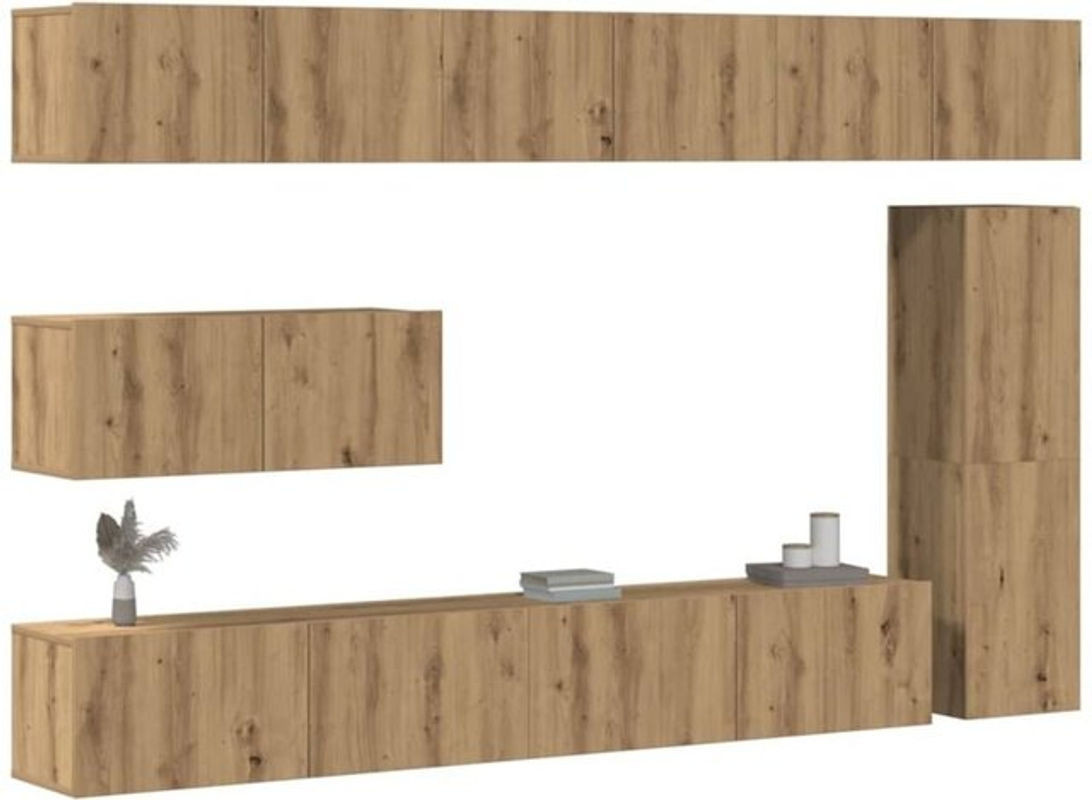 Vidaxl 7-teiliges TV-Schrank-Set zur Wandmontage in Artisan-Eiche Natur und Braun aus Holzwerkstoff - Bild 1