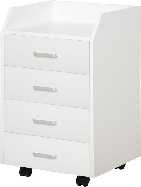 Aosom Vinsetto Bürocontainer mit 4 Schubladen auf Rollen aus MDF und Spanplatten, Weiß, B: 36 cm, T: 40 cm, H: 65 cm - Bild 1