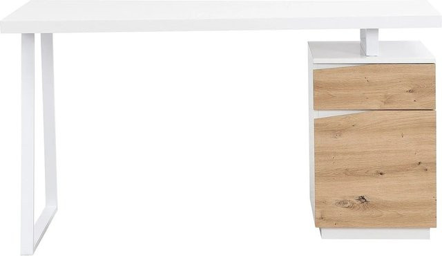 Vente-unique Schreibtisch Gotama Modern in Weiß mit integriertem Schrank, Breite: 140 cm, Höhe: 75 cm, Tiefe: 60 cm - Bild 1