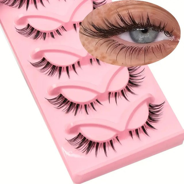 LIMEIKAI Katzenwimpern, rosa, 5 Paar - Bild 1