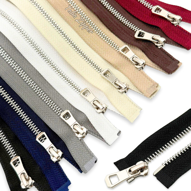 5 Metallreißverschlüsse mit silbernen Zähnen in verschiedenen Farben für Kleidung, Zelte und Handarbeiten - Bild 1